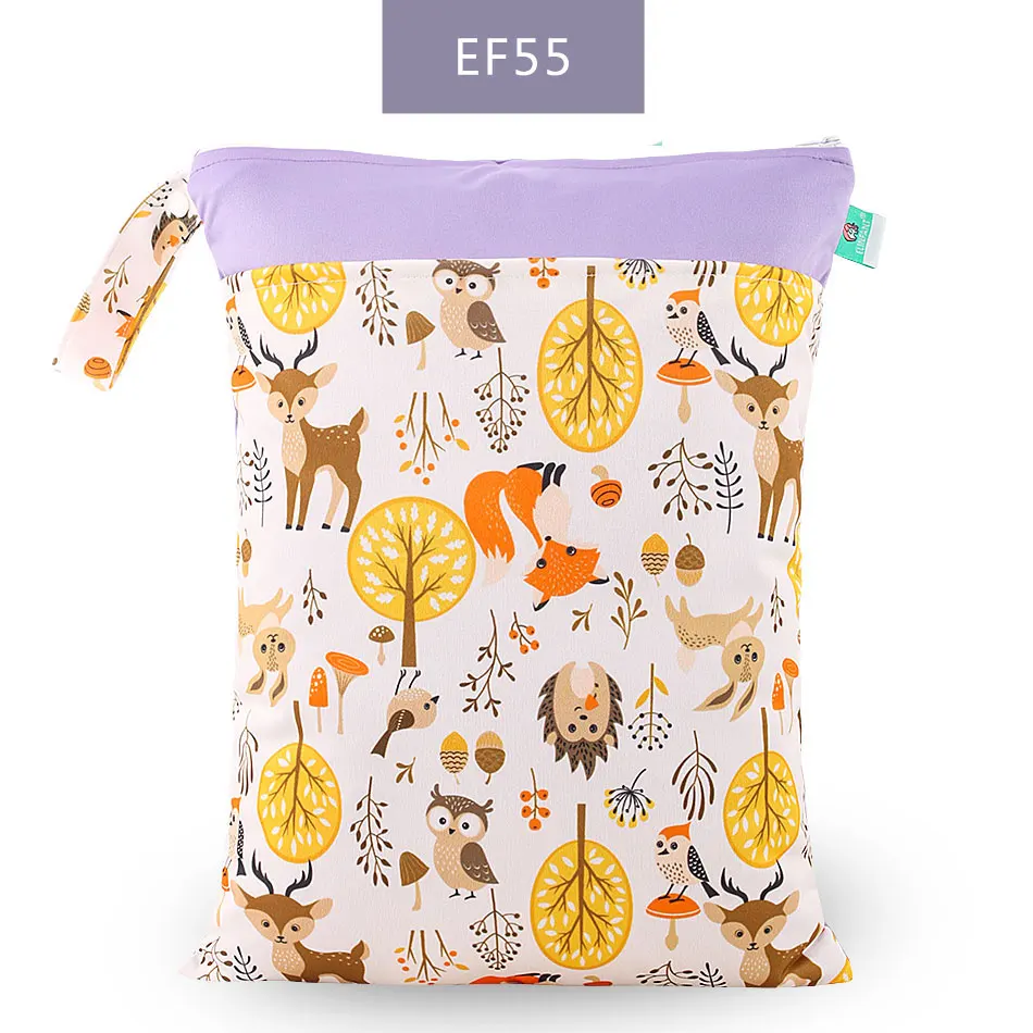 EF55-wet bag Elinfant 1 шт. многоразовая водонепроницаемая сумка для подгузников с модными принтами влажная сухая сумка для подгузников с двойным карманом тканевые сумки с ручками 30*40 см - Цвет: EF55-wet bag