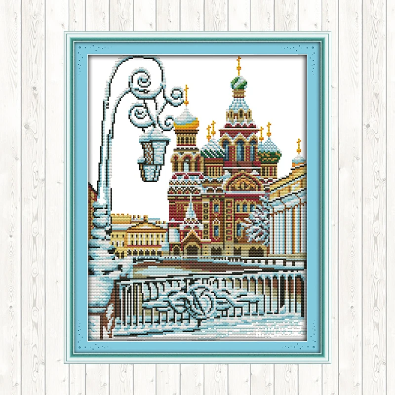 Joy Sunday Наборы для вышивания крестиком фонтан пейзаж DMC DIY Aida ткань комплект 14ct