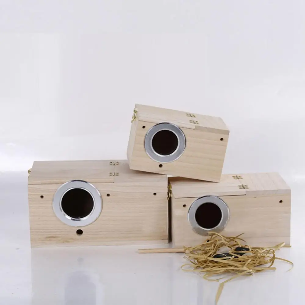 

Wooden Wild Bird Nest Box Nesting Feeding Feeder Station House & Stick