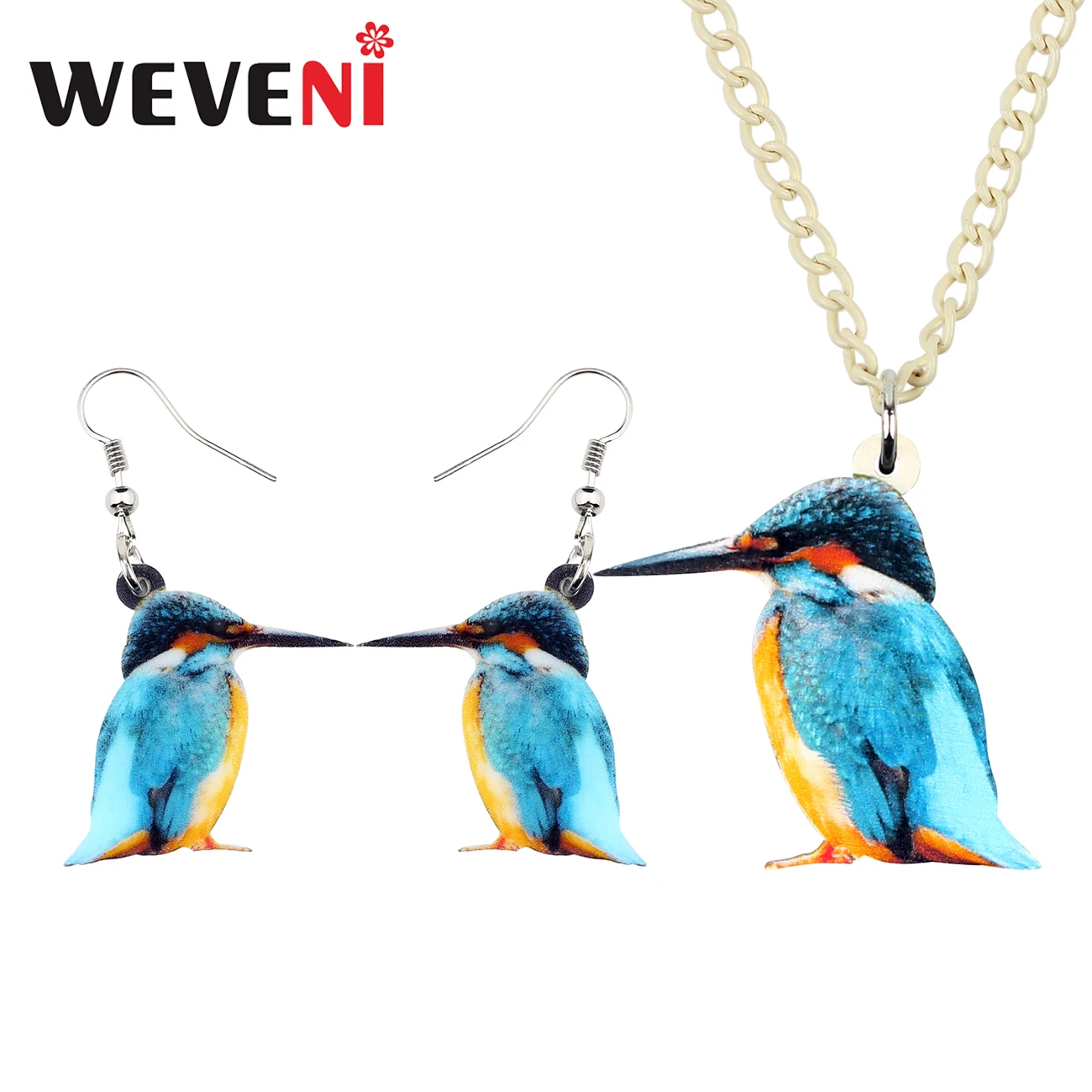 WEVENI акрил Аниме Синий Kingfisher ожерелье с птицей серьги Ювелирные наборы девушки
