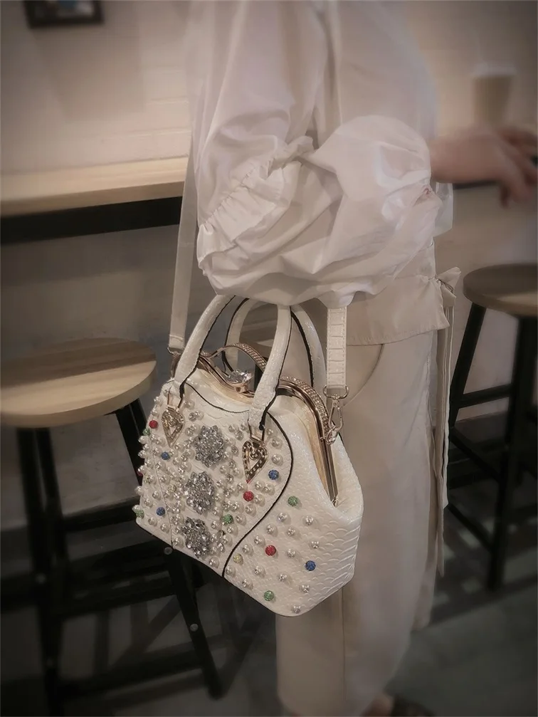 Роскошные модные стразы женская сумка Корейская кожаная с бриллиантами на плечо