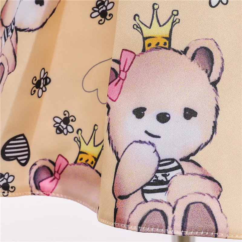 Новинка 2020 платье DreKids с рисунком маленького медведя в форме сердца официальное