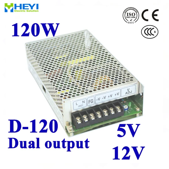 

Dual output switching power supply 5V 12V 100~120V/200~240V input LED power supply 120W 5V 12V transformer