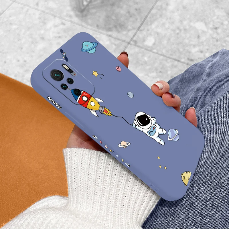Rocket Astronaut Case For Xiaomi Redmi Note 10 10S 9T 9 8 7 Pro MAX Redmi 10 9 9A 9T K40 K30 K20 Pro Shockproof Soft Phone Cover