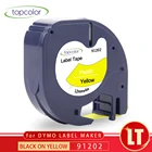 Topcolor 91202 черный на желтом цвете 12 мм Картридж для печати этикеток заменить запечатанная лента для маркировки Dymo LT 91222 91332 для Dymo Letratag принтер этикеток QX50