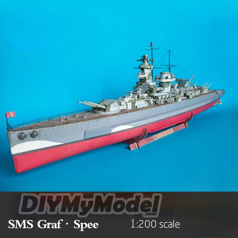 DIYMyModeI-rompecabezas de pel&iacute;cula hecho a mano, modelo de papel de battleship grafspe 1:200-0