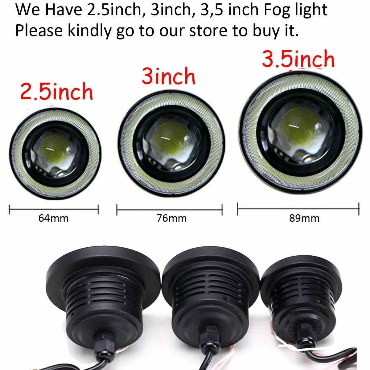 

RGB LED Projector Fog Lights W/ White COB 12V DC Brackets For Fog Lamps