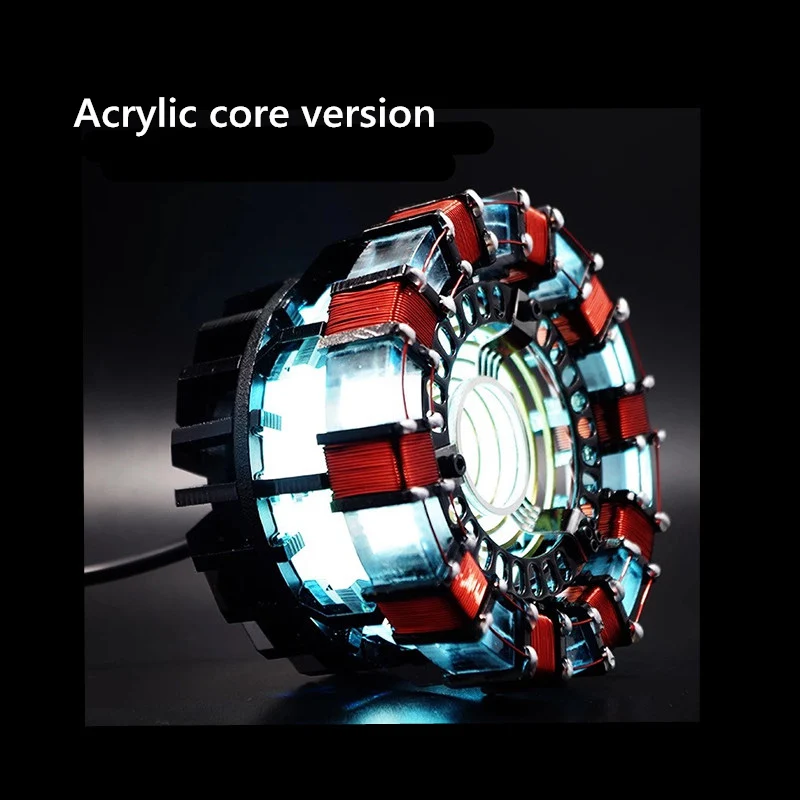 Acrylic unassembled Железный человек дуговой реактор со светодиодный светильник Endgame DIY cool 1:1 масштаб поколение светящихся Железный человек Сердце Модель фигурка игрушка - Цвет: Acrylic unassembled