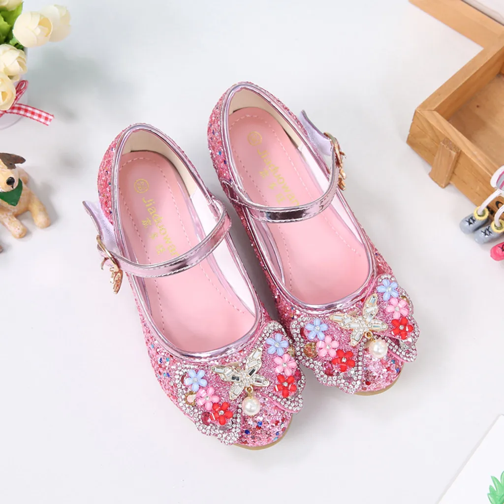 Детские вечерние сандалии принцессы с жемчугом и бантом-бабочкой для маленьких
