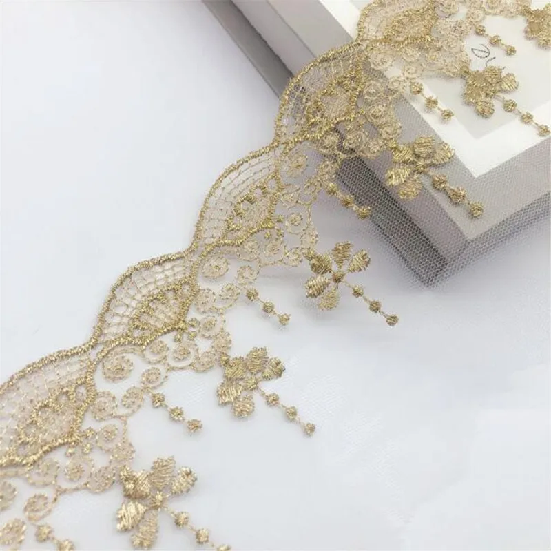 1 ярд новый золотой слоновой кости розовый мягкий тюль Вышивка Кружева отделка