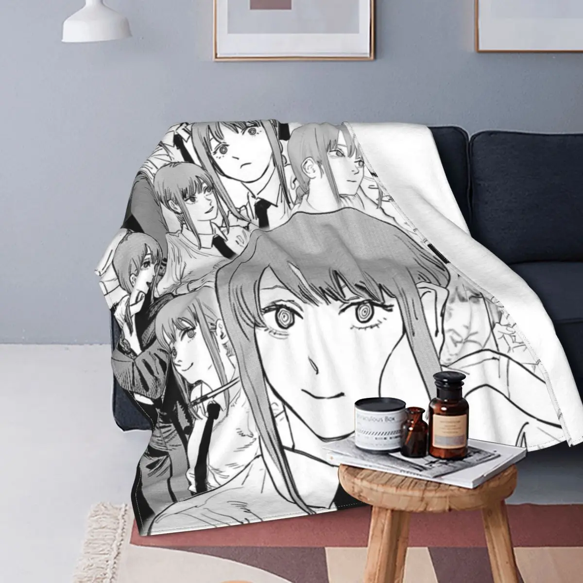 

Chainsaw Man Blankets Flannel All Season Makima Anime Manga Breathable Super Soft Throw Blankets for Bed Outdoor Bedding Throws