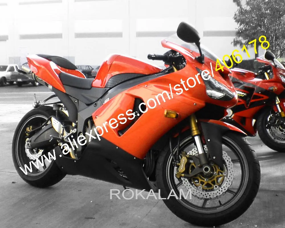 Дешевый обтекатель для мотоцикла ZX6R 05-06 Kawasaki Ninja ZX-6R 05 06 ZX 6R 2005 2006 (литьё под