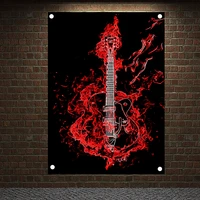 rock and roll pop band team logo concert posters flag banner popular music theme painting ktv bar cafe home wall decoration l1