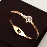 luxury brand love roman crystal charm bracelet women jewelry gold color hollow roman numerals bangle bracelets b023