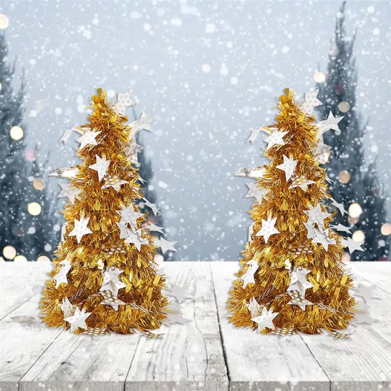 Искусственная мини елка украшение маленькое Рождественское дерево золото