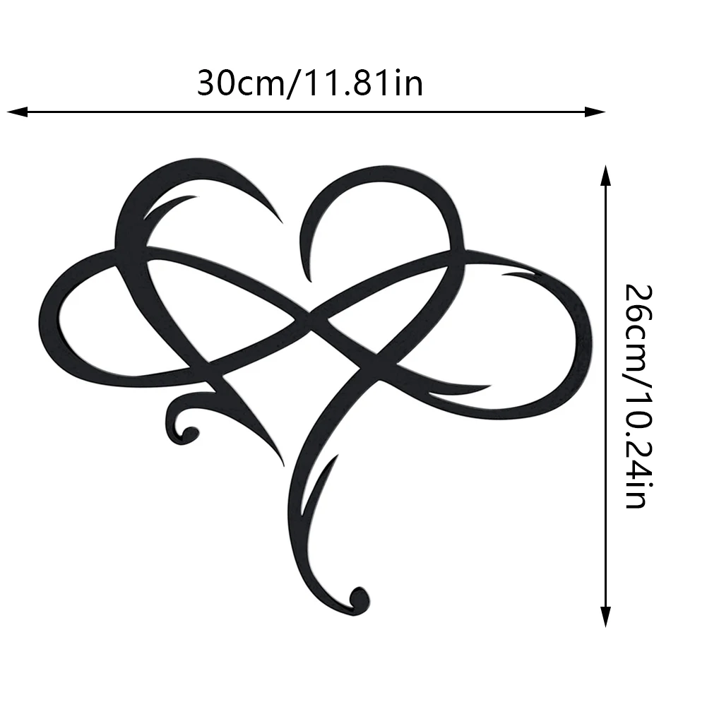

1PC Wall Metal Heart Hanging 30x26cm Love Sign Art Sculpture Ornament Decoration Black Two Styles For Living Room Office