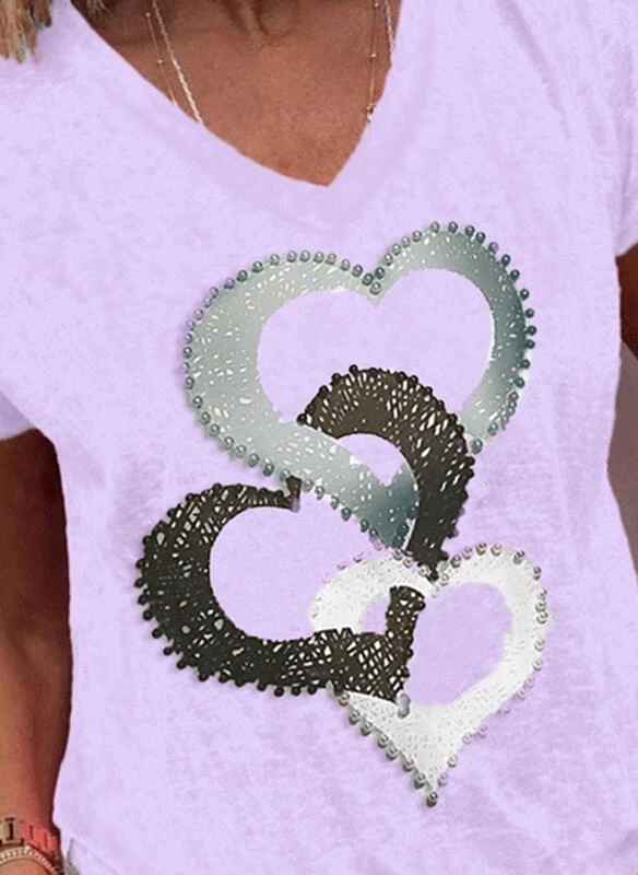 Женская футболка с коротким рукавом и V-образным вырезом | Рубашки