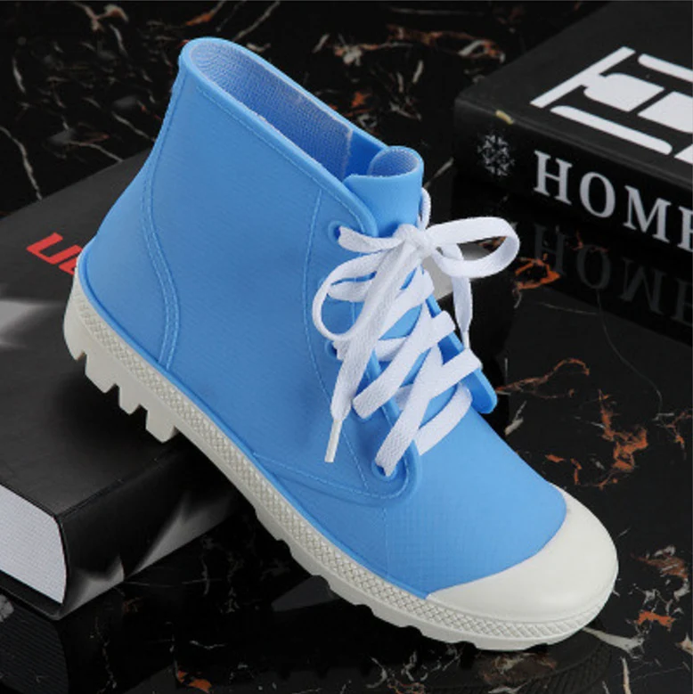 Сезон весна осень Низкие непромокаемые сапоги для взрослых на ремешке