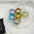 2021 Новые прозрачные минималистичные разноцветные открытые круглые Регулируемые кольца из акриловой смолы с градиентной текстурой для подарка женщине