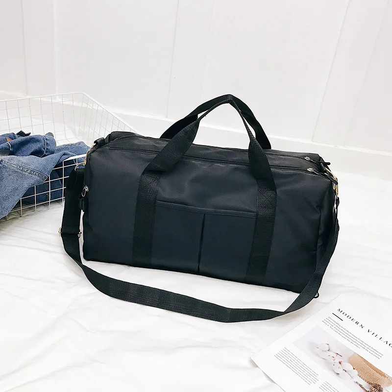 Black Women Storage Training Adjustable Strap Dry Wet Separated Waterproof Outdoor Fitness Travel Handbag Nylon Sports Yoga Gym Bag - Цвет: Black