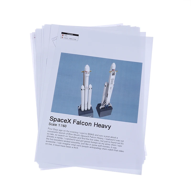 42 см 1:160 модель космической бумаги SpaceX Falcon Heavy-duty Rocket 3D пазла для студентов ручной
