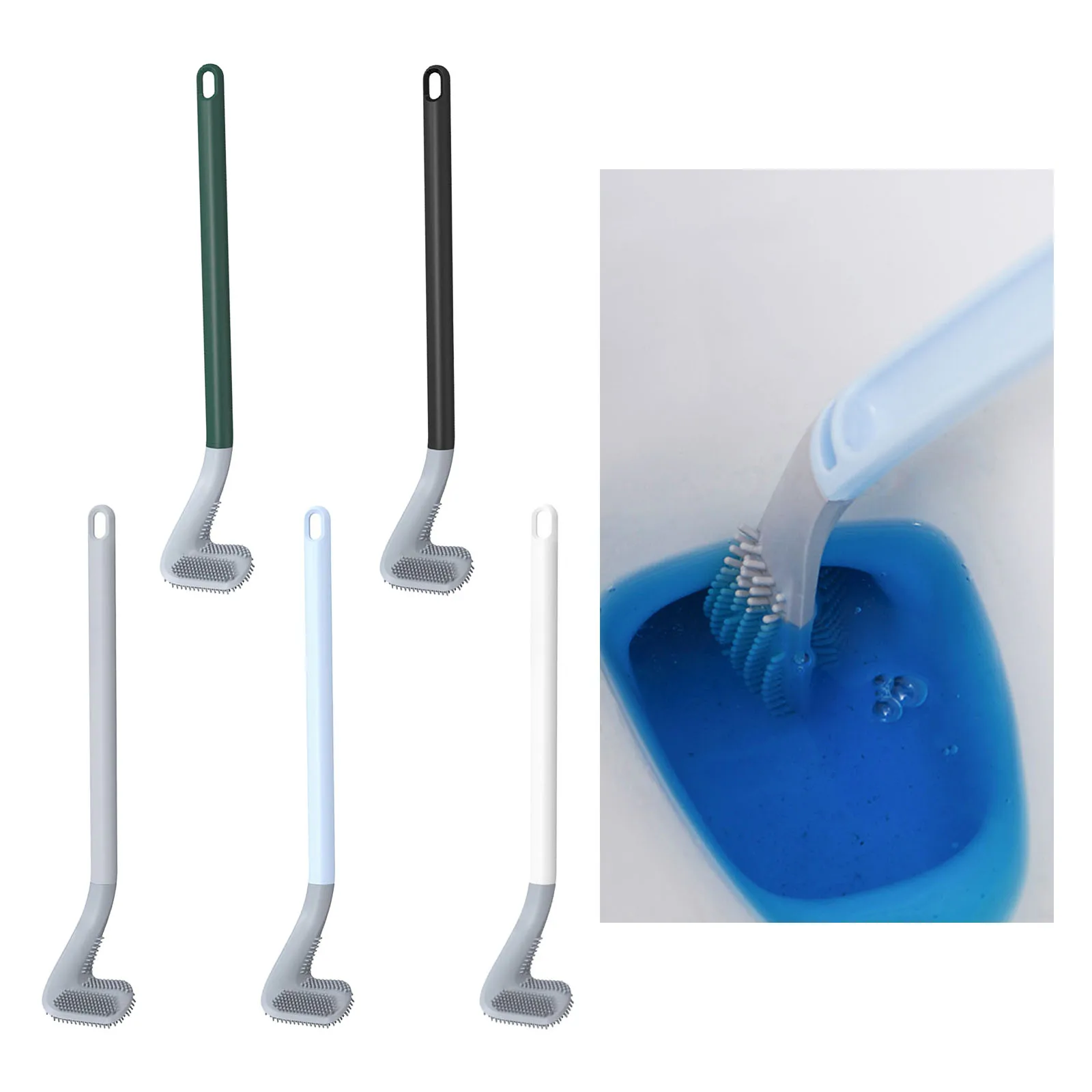 

Non-Slip Toilet Brush Brush Head Soft TPR Bristles Deep-Cleaning Wall Mount