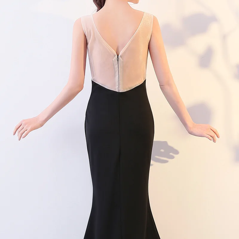 Летние прозрачные Сексуальные Cheongsam черные современные Русалка Qi Pao для женщин в восточном стиле хост платья китайское вечернее китайское платье-Ципао