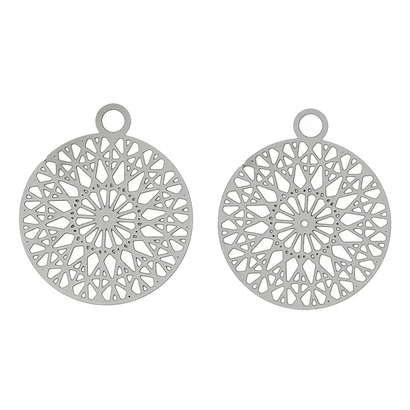 2 шт. нержавеющая сталь Филигранное тиснение подвеска Круглый ромб Полые