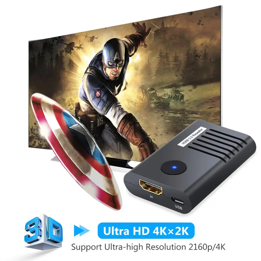 ESYNiC мини hdmi повторитель 60M 4K 2160P 3D HDMI 2 0 удлинитель переходник для бустера ПК DVD Sky HD
