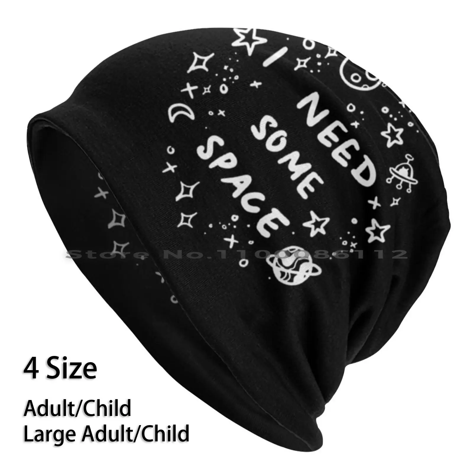 

I Need Some Space Beanies Knit Hat I Need Some Space Doodle Galaxy Text Black And White Brimless Knitted Hat Skullcap Gift