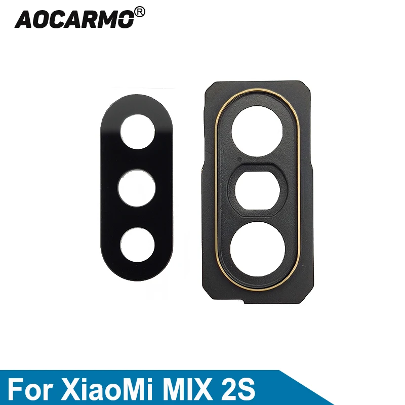 Стекло для объектива задней камеры Aocarmo XiaoMi MIX 2S с наклейкой и рамкой на клейкой