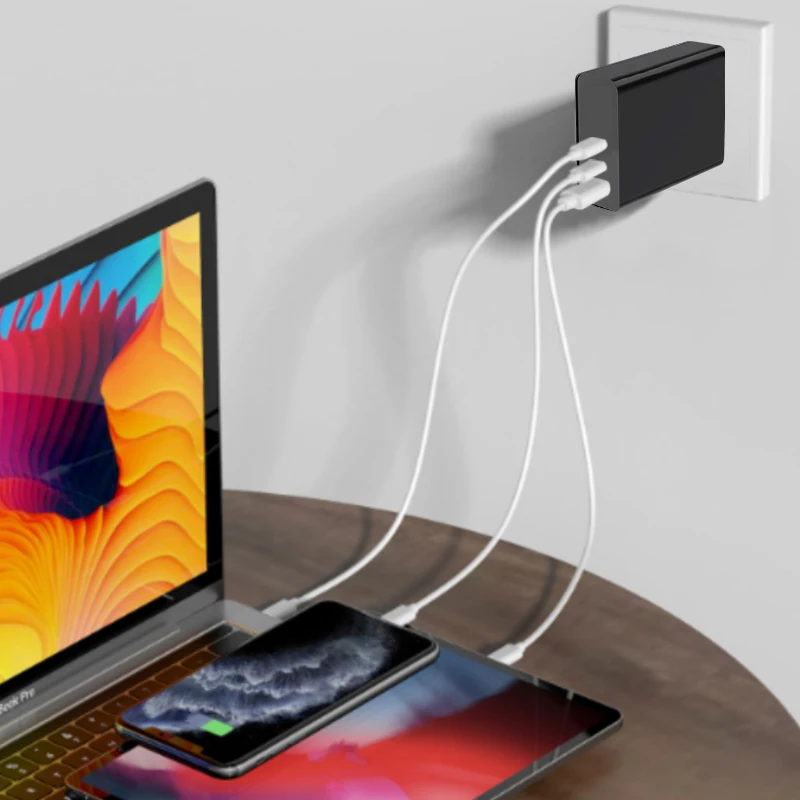 

VOXLINK PD 65W USB-C Charger 3-Port Type C USB Fast Charger With 100W Cable For Macbook Pro Xiaomi Laptop iPhone Samsung Tablet