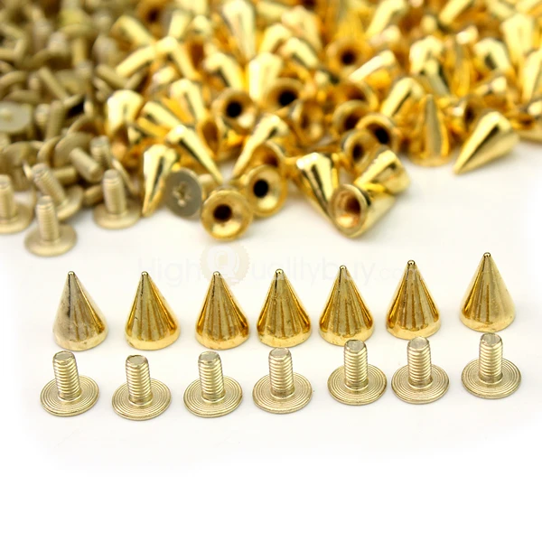 100 шт. золотистые шипы конусные шпильки и сделай сам для одежды кожевенного