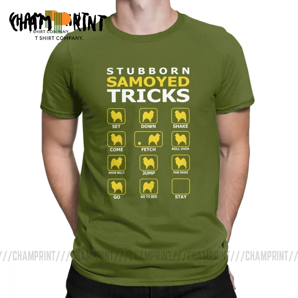 Упрямый самоед собака трюки забавная футболка для мужчин короткий рукав Новинка