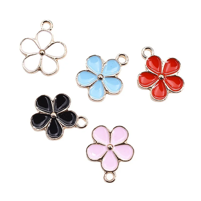 

10 шт. разноцветные маленькие подвески с цветами, металлические эмалированные подвески из сплава для изготовления ювелирных изделий своими ...