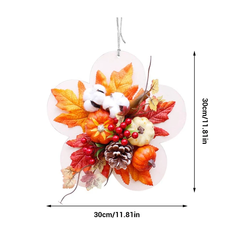 Big deal Artificial Fall Wreath with Pumpkins Berries Maple Leaves Berry Autumn Harvest Garland for Thanksgiv | Дом и сад