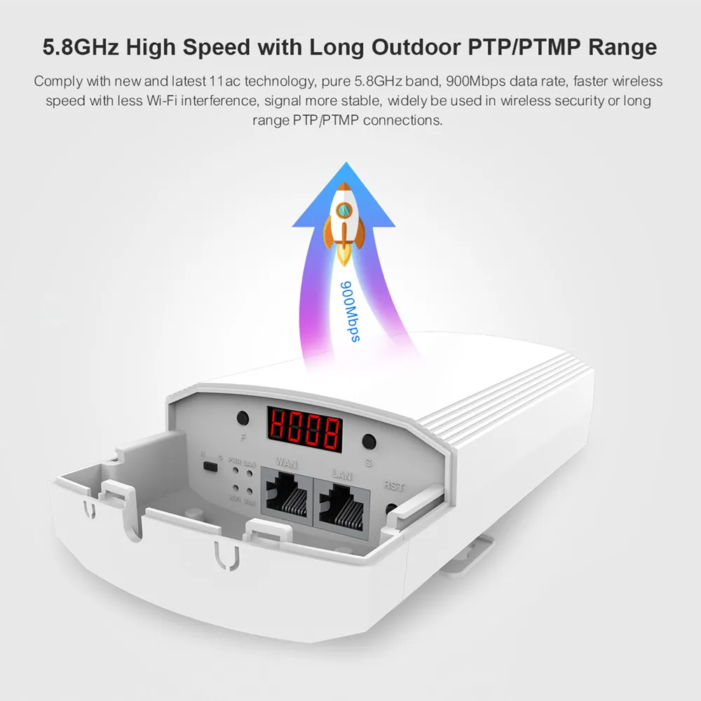 5GHz Outdoor CPE Elevator Wireless Bridge 1-2KM Long Range 900Mbps AP Router Access Point WIFI Repeater Extender Support PoE