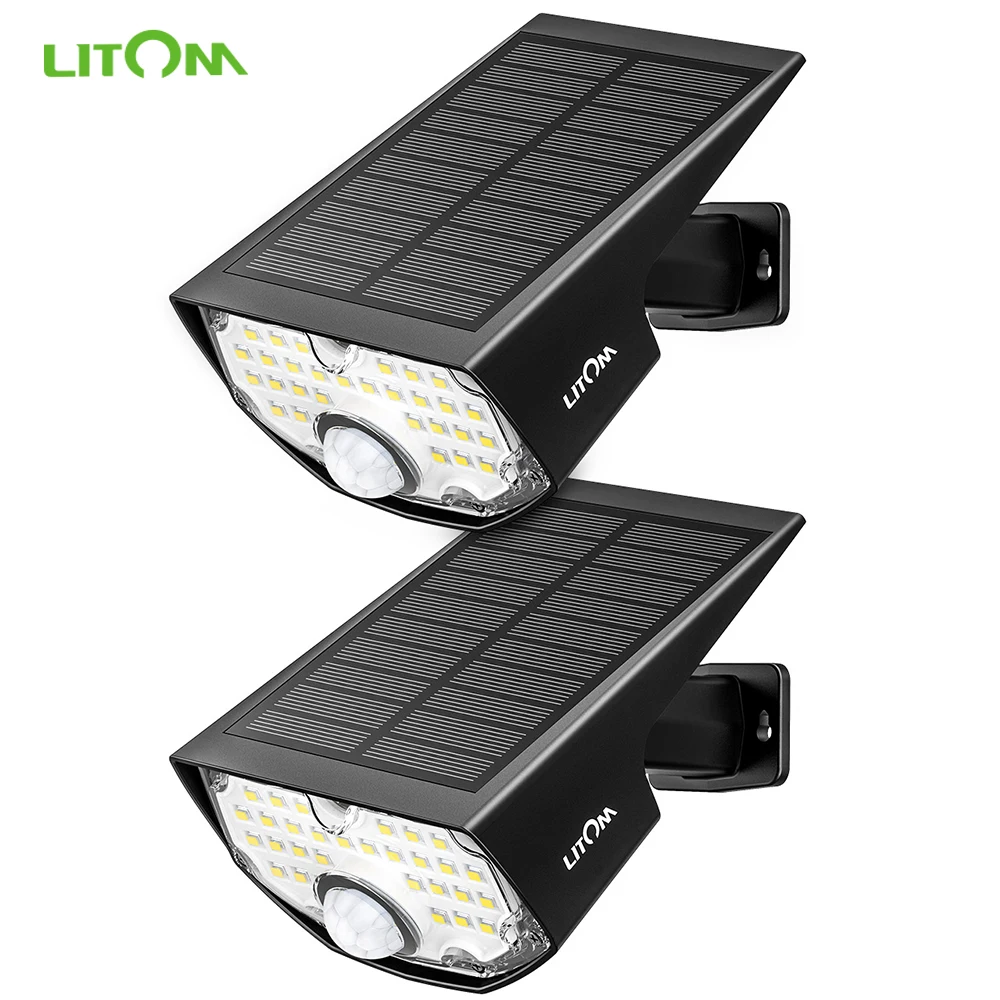 LITOM CD200 30LED Солнечная настенная лампа на солнечной батарее с датчиком движения IP65 водонепроницаемая лампа с 3 регулируемыми режимами 24 часа садовая настенная лампа