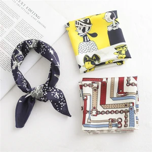 Шарф женский Шелковый 50*50 см, небольшой квадратный шейный платок, повязка для волос, платок с принтом, шарф на голову