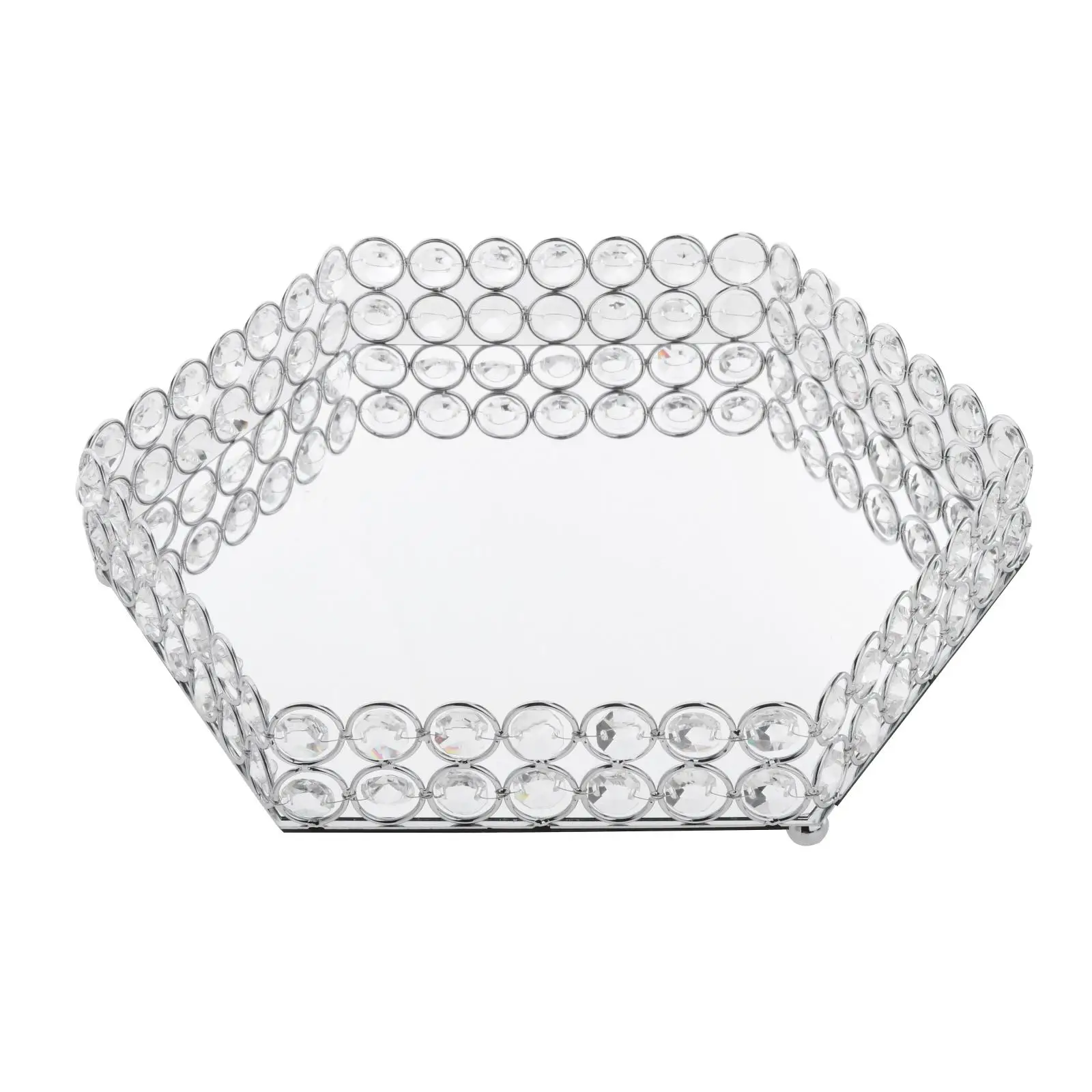 

Зеркальный держатель косметики, органайзер для ювелирных изделий с хрустальными бусинами, декоративный поднос, домашний декор, комод, хран...