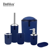 bathroom accessories set6 pcs plastic gift set toothbrush holderbrush holdertrash cantumbler straw set bathroom blue