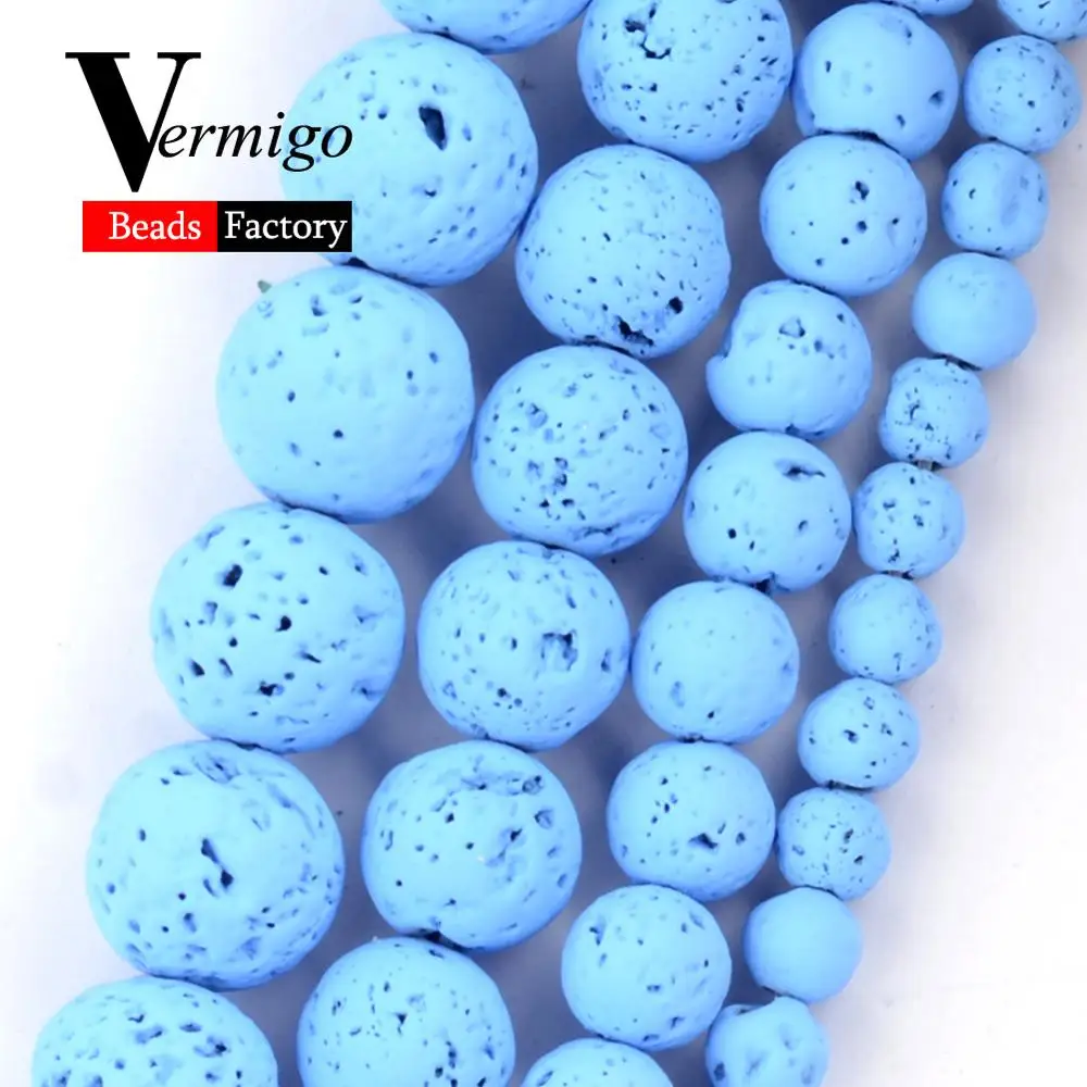 Бусины Из Натурального Гематита и лавового камня светло голубого цвета для