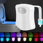 Светодиодный светильник для сиденья унитаза, Индукционная лампа с датчиком движения, 8 цветов, лампа с переменной подсветкой, используемая для туалета