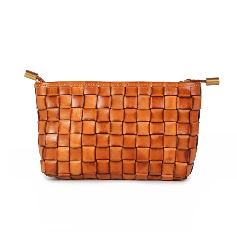 للبيع السيدات الحياكة حقيبة ساعي صغيرة جلد طبيعي فاخر اليدوية جلد البقر الكتف حقيبة يد كروس المنظم Satchels