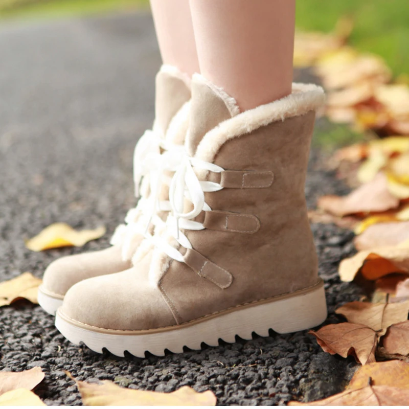 Женские теплые зимние ботинки до щиколотки женская шерстяная обувь женские