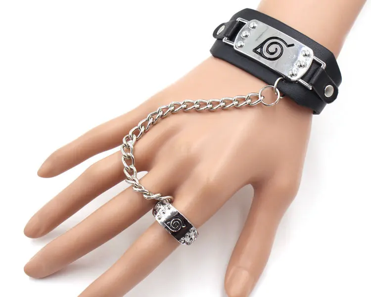 [MYKPOP] Амин Наруто Косплей кожаный браслет + кольцо на палец коллекция фанатов