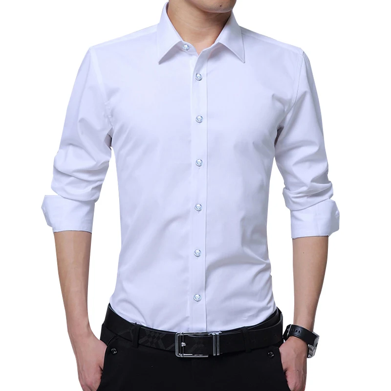 

Legible Casual Social Formal shirt Men long Sleeve Shirt Business Slim Office Shirt male Cotton Mens Dress Shirts white 4XL 5XL