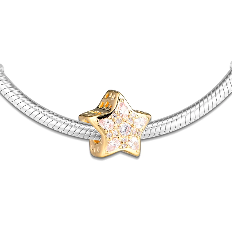 

Fits for Europe Charms Bracelets Shine Celestial Star Beads 100% 925 Sterling Silver Jewelry Free Shipping