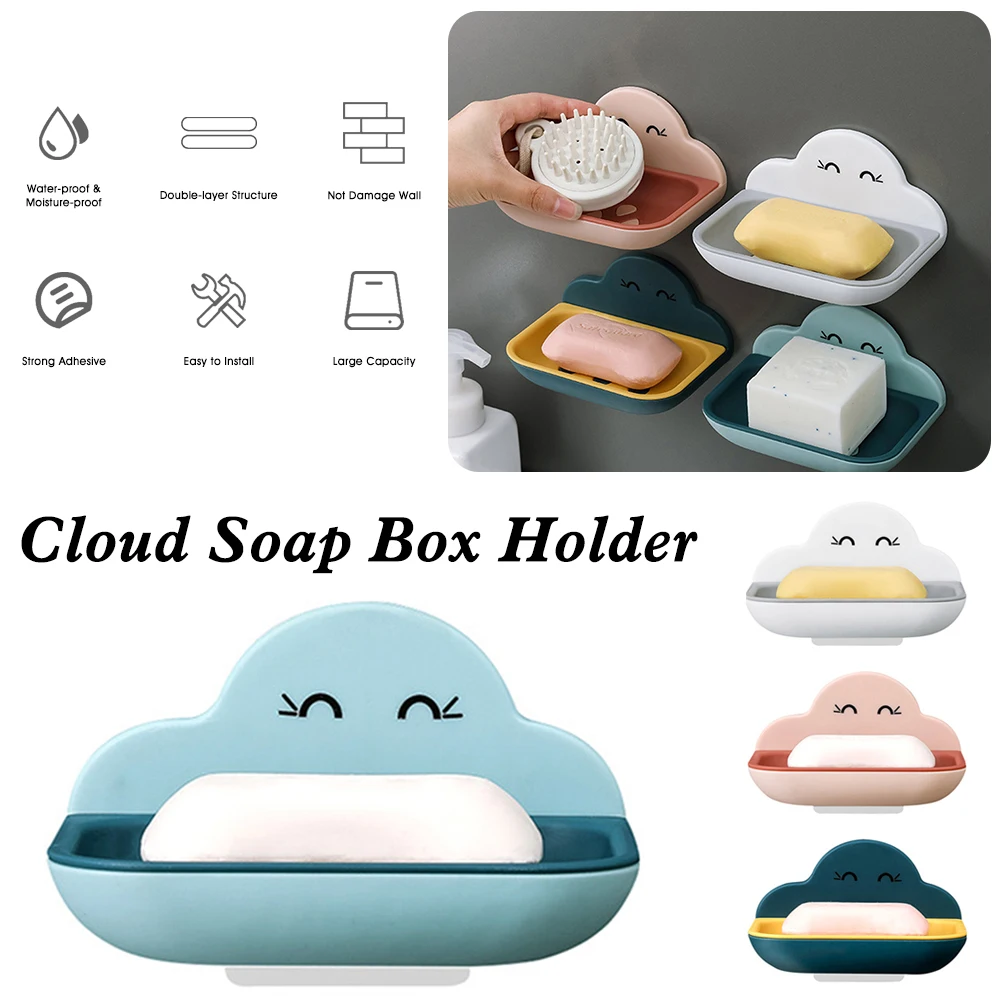 

Bathroom Draining Rack Soap Holder Soap Saver New Colorful Portable Soap Rack Double-Layered Punch-Free Soap Box 1PC