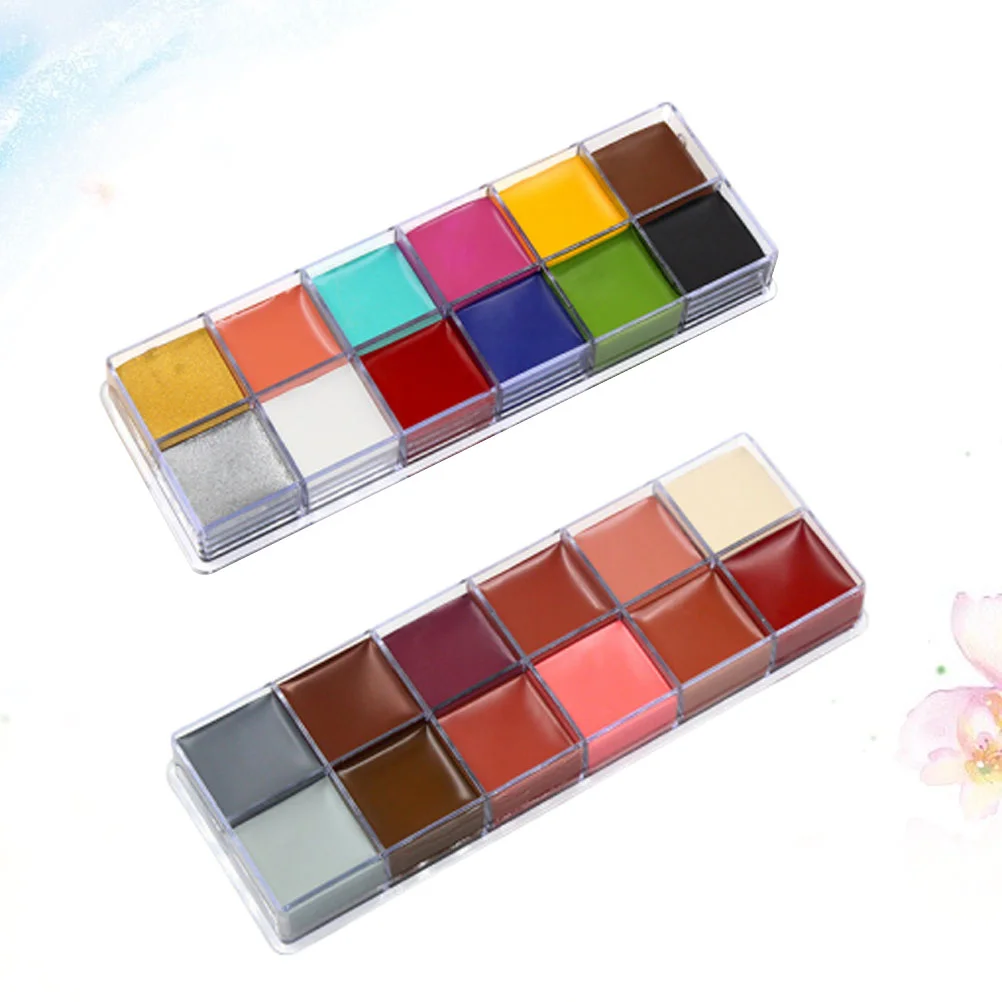 

2 набора из 12 цветов Профессиональная краска для макияжа масляная краска для лица пигмент для макияжа Набор для вечеринки